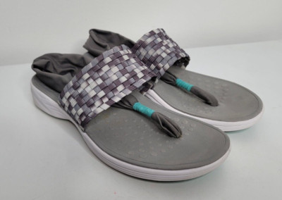 Vionic Womens 7M Serene Tia Slingback Thong Sandals Grey Gray Flip Flop Orthotic