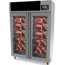 Omcan USA 41187 MaturMeat Meat Dry Aging Cabinet, Two Section Glass Door 208-...