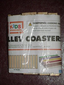 HOME DEPOT KIDS WORKSHOP PALLET COASTERS KIT LOWES BUILD 