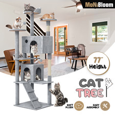 77"Cat Tree Cat Tower Scratching Post Large Kitten Playing House Condo for Rest