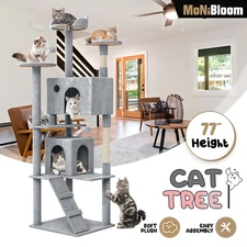 77"Cat Tree Cat Tower Scratching Post Large Kitten Playing  House Condo for Rest