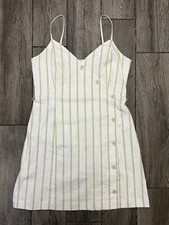 Banana Republic Dress Womens Size 10 Sleeveless White Neon Striped Side Zip