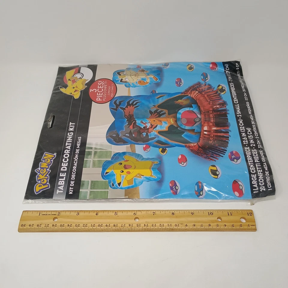 POKEMON Table Decorating Kit 3pc + Confetti NEW Pikachu Meowth Charizard 2014 - Image 3 of 4