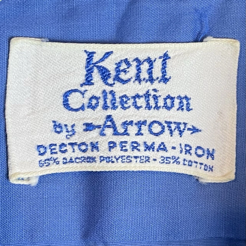 Camisa de vestir vintage años 70 colección Kent para hombre 16,5x33 azul botón manga larga Foto 4 de 4