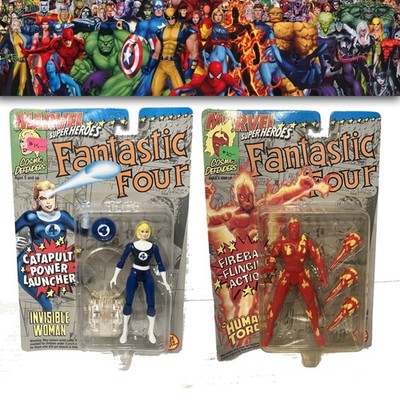 Marvel Super Heroes Fantastic Four Human Torch & Invisible Woman 1990 Toy Biz