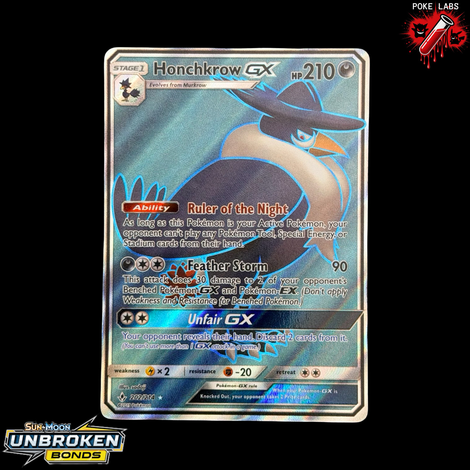 Honchkrow GX (202/214) Full Art Ultra Rare - Unbroken Bonds | Pokemon TCG | NM