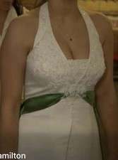 DAVID  S BRIDAL WEDDING GOWN WHITE/CLOVER SIZE 10 T9218