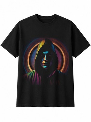 Buntes Kapuzen Figur Kreis Gothic Herren T-Shirt schwarz 100% Baumwolle dunkel Unisex