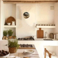 Vintage Steampunk Airship in Dust Storm Round Aluminum Wall Art