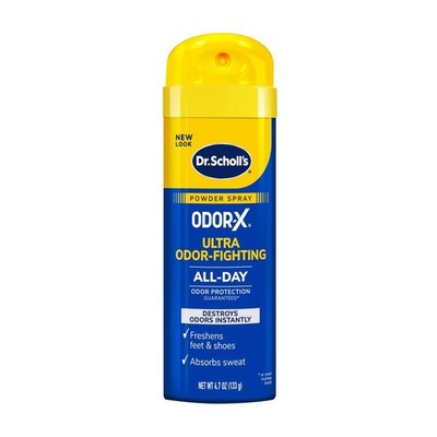 Dr. Scholl's Odor-X Ultra Odor-Fighting Powder Spray, 4.7 Oz., Destroys Odors
