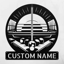 Personalized Billiard Metal Sign Pool Room Decor Custom Wall Art Gift Ideas