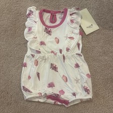 New KYTE BABY pink Seashell Ruffle Romper Outfit Size 3-6 Months