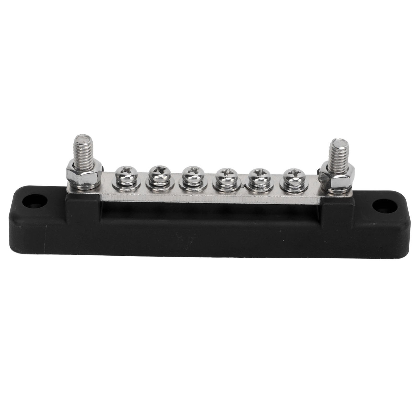 Black 48V 150A 6 Terminal Bus Bar Power Distribution Block With Cover M6 Studs
