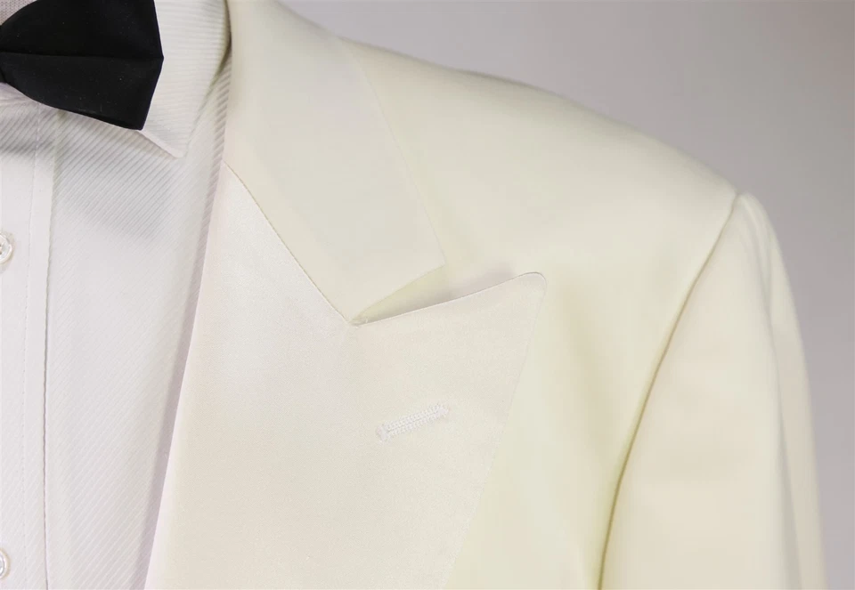 Armani Collezioni Cream White Peak Lapel 2-Btn Tuxedo Dinner Smoking Jacket 46S - Image 4 of 4