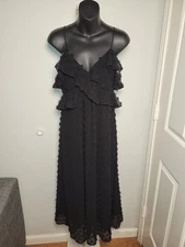 Zimmerman Women's Size 0 Black Appliquéd Chiffon Sleeveless Dress. Pre-Owned 