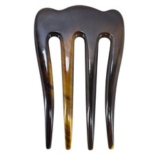 Vintage Natural Horn Hair Comb Tortoiseshell 4-Prong Vanity Dressing Comb