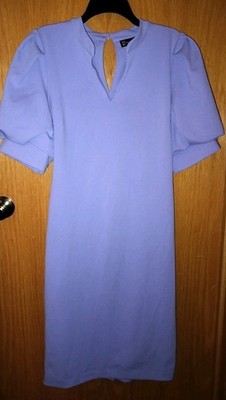 NY & C Dress- Lavender Purple, Puff Sleeves, Knee Length, Sz L, Tie Waist