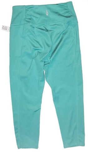 FREE PEOPLE Womens Small Turquoise BREATH EASY LEGGINGS w/ POCKETS 22" - Picture 3 of 4