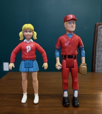 Vintage Playskool Play People Sports Figures Baseball Player & Cheerleader Pair