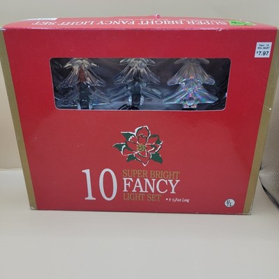 NOS Christmas Tree Shaped Super Bright Fancy Light Set Of 10 Multicolored 
