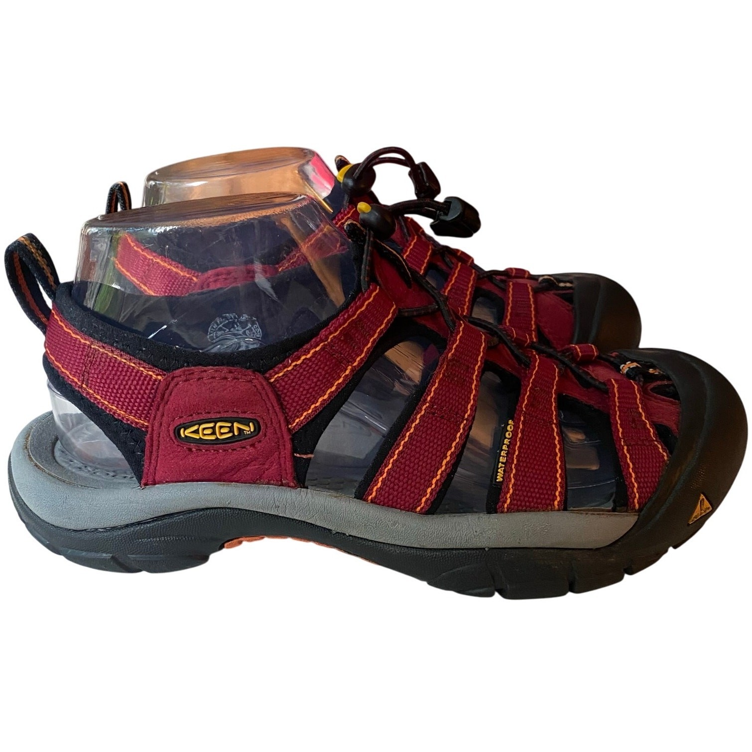 Keen "Newport H2" Sandalo Donna Rosso Grigio Taglia 6 Slingback Pescatore Tessuto