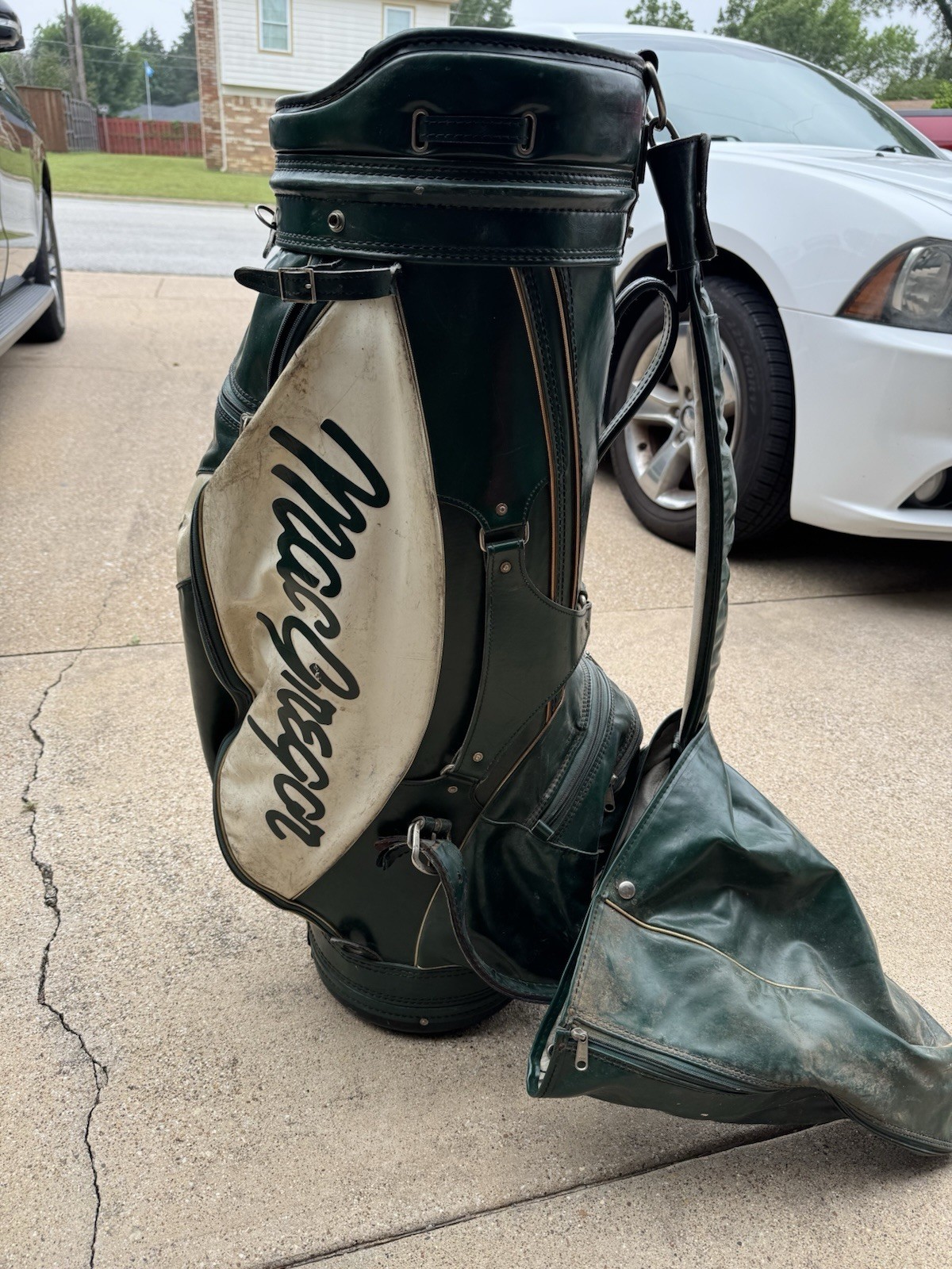 Vintage MacGregor Green/White Tour Staff Golf Bag 3-Way Divi