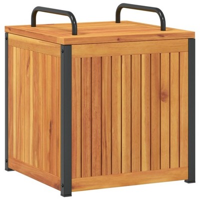 Wooden Outdoor Cushion Storage Box Acacia and Steel Containers for Garden  vida