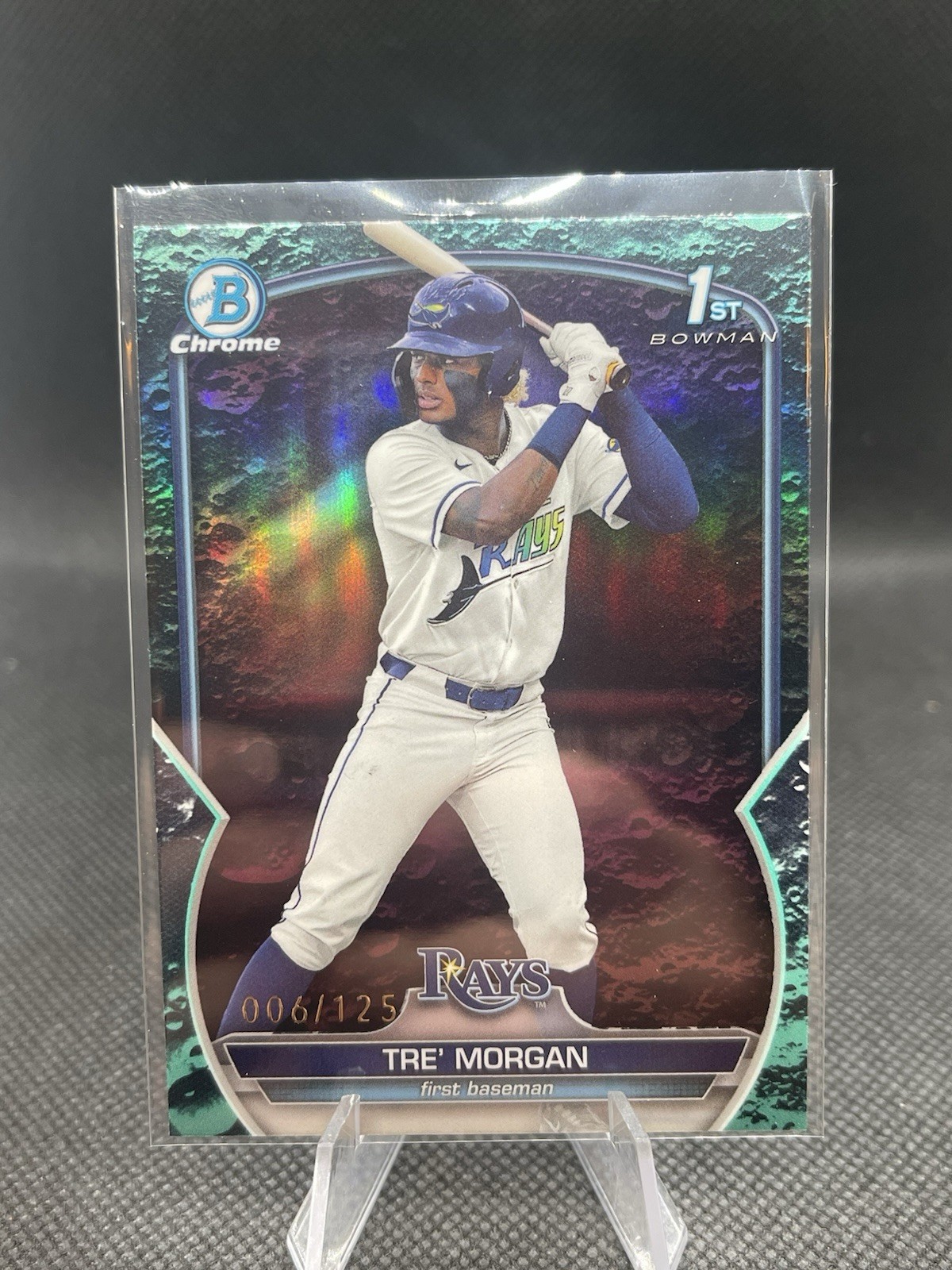 2023 Bowman Chrome Tre' Morgan BDC-199 Bowman 1st Aqua Lunar Refractor /125 Rays