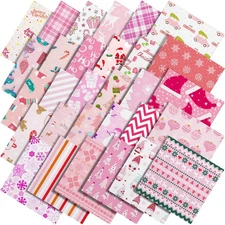 Shimeyao 60 Pcs 10 x 10 Inch Pink Christmas Quilting Fabric Bundle Fat Quart...
