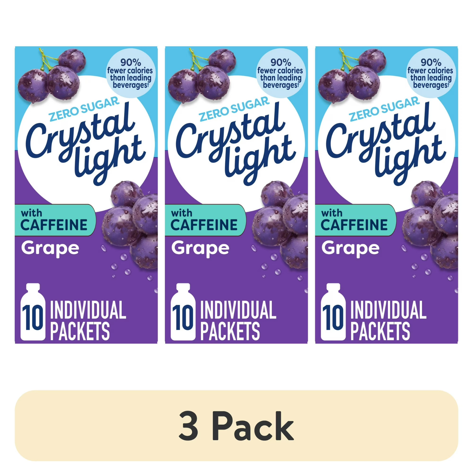 Crystal Light on the Go Grape with Caffeine Drink Mix Packets 3 Pack