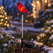 Solar Cardinal Garden Stake Light Outdoor Bird Yard Decor Lamp Patio 32 Inch Red