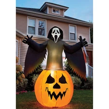 Ghost Face Pumpkin Lawn Inflatable UK - Fun World