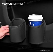 1pc Universal Car Door Cup Holder PU Leather Back Clip Seat Storage Organizer