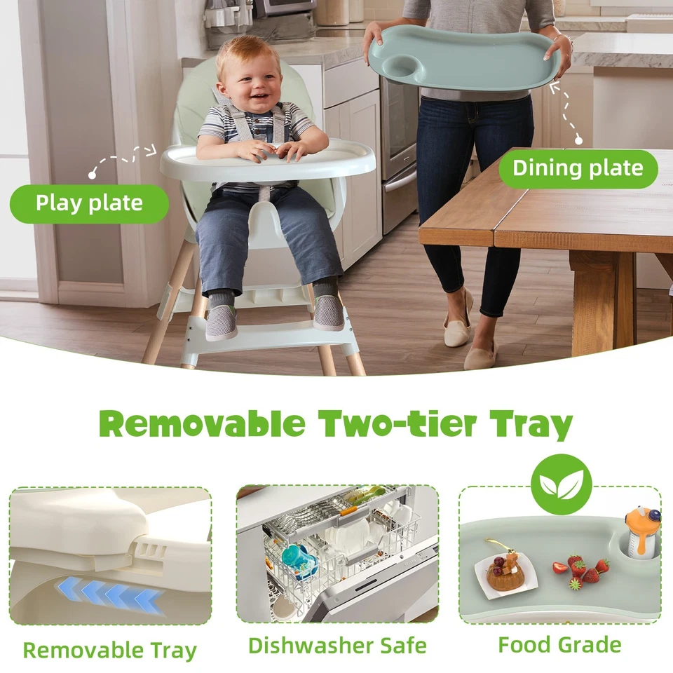 Baby Highchair for Feeding | USED Foldable Toddler Chair with Removable Tray - Image 3 of 4