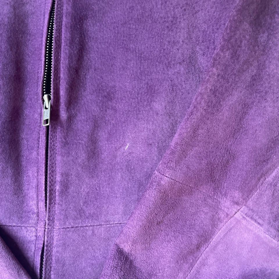 Chaqueta de gamuza Charter Club púrpura con cremallera para mujer L Foto 4 de 4