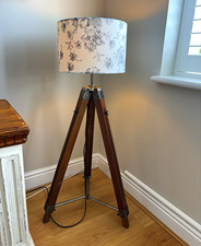 Next Tripod Floor Lamp Brown Wood & Metal, Switch Corded