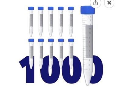 Kashi 15mL Conical Centrifuge Tubes, Plastic Sterile Test Tube with Screw Caps