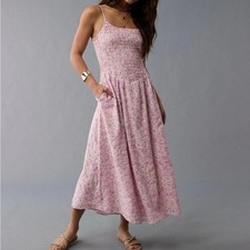 American Eagle Bella Midi Smocked Dress Size L