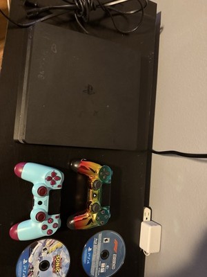 TESTED Sony PlayStation 4 Slim 1Tb Bundle  2 Controllers & Sonic Game + F1 2019