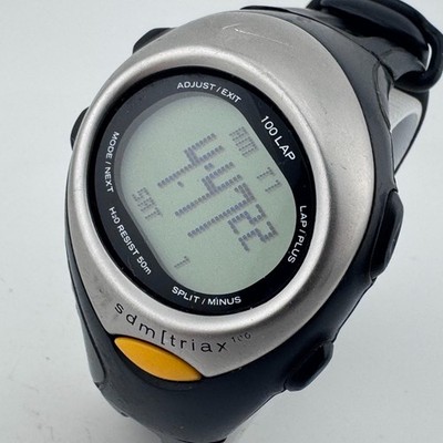 Nike Digital Quartz Watch SM0003 Men 50m Silver Black Triax Chrono New Battery