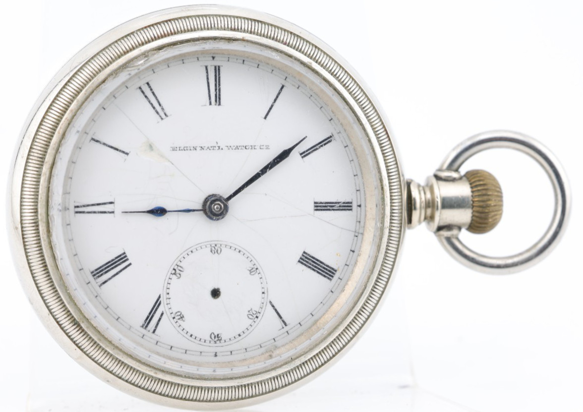 ELGIN Gr. 6, 18s 7j 1431295 CRESCENT TRADEMARK POCKET WATCH, RUNS (M6)