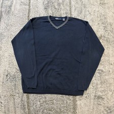 Polo Ralph Lauren V-Neck Sweater Men's Large 100 Cotton Piping Preppy Pullover