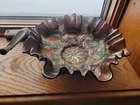 Antique Carnival Glass Bowl Vintage Holly Berry Candy Dish