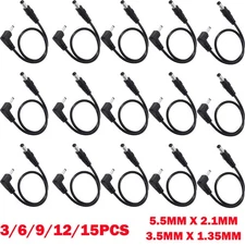 For CCTV DC Power 5.5mm x 2.1mm Male to 3.5mm x 1.35mm Right Angle Adapter Cable