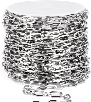 33FT Stainless Steel Paperclip Jewelry Chain Roll, 4.5MM Long and Short Link Cha