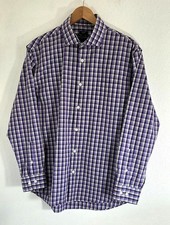 Pronto Uomo Men's Purple Plaid Non-Iron Slim Fit Cotton Dress Shirt 16 34/35