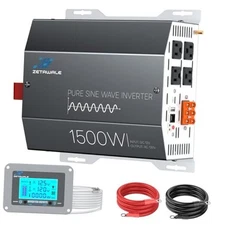 1500 Watt Pure Sine Wave Inverter 12v DC to 110v 120v AC 12V-1500W