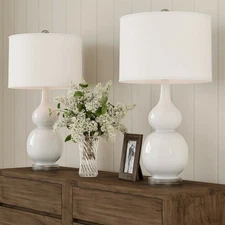 2 Piece Matching Ceramic Acrylic Elegant Table Lamps Living Room Bedroom 26 In