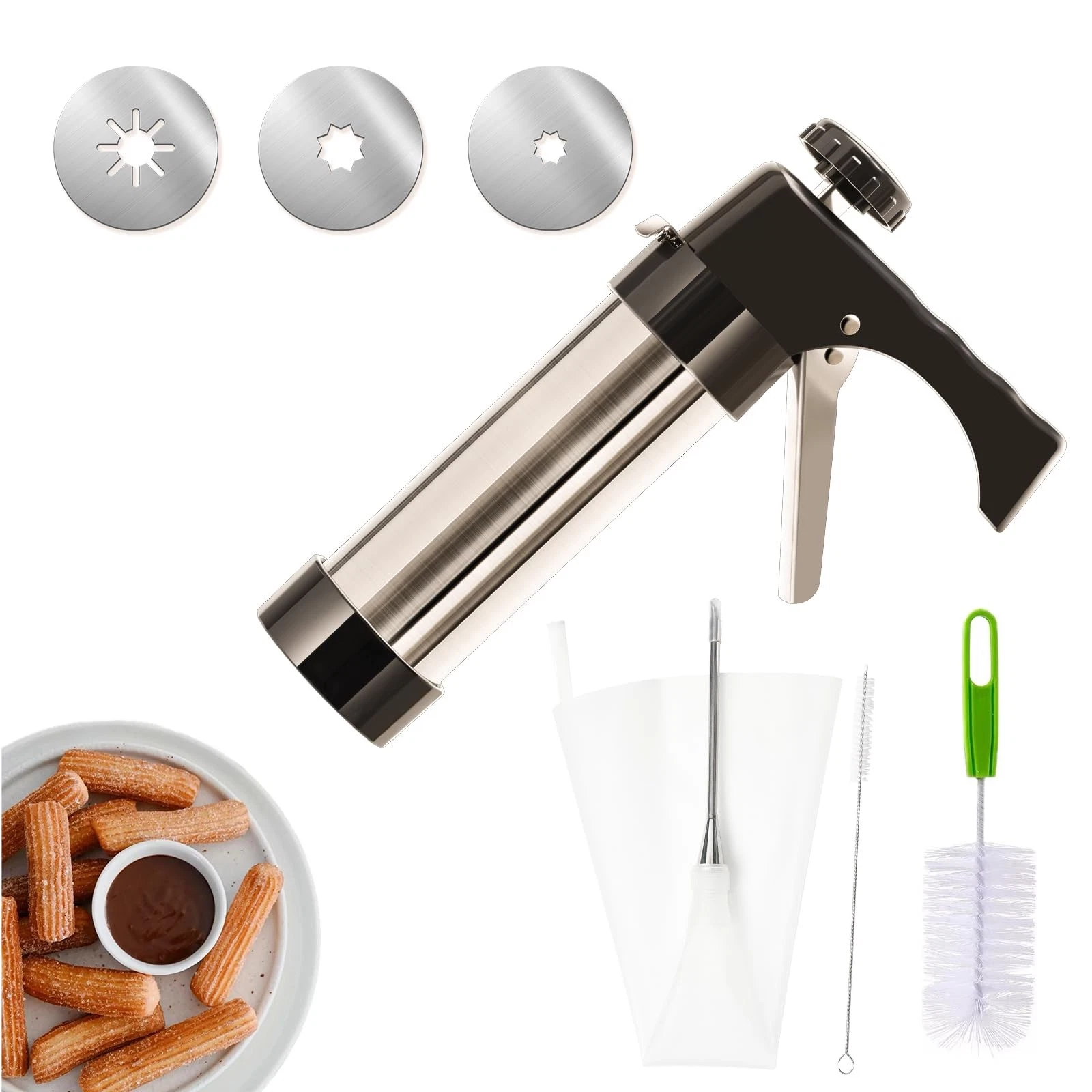 Churrera Churro Maker Machine Churro Piping Tip and Bag Thickened Stainless S...