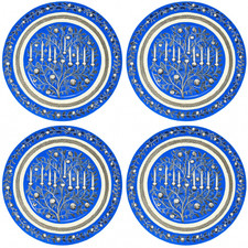 4pc Hanukkah Dessert Plate Set Porcelain Side Plate Chanukkah Menorah Plate